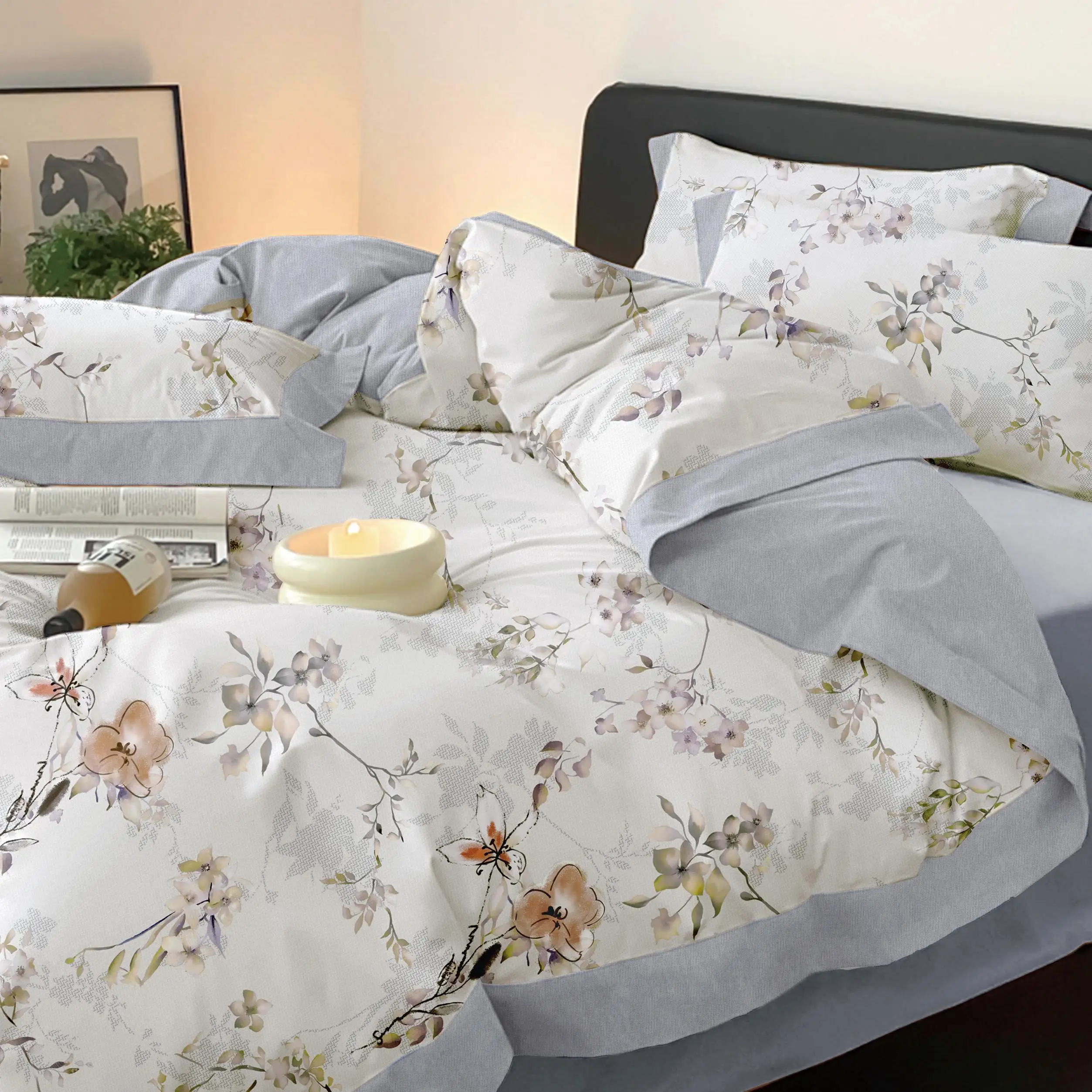 flower print cotton fabric pure cotton poplin bedding cloth