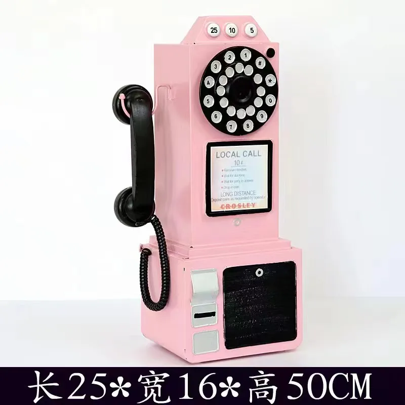 Hot sale ornament British Style Pink London Telephone Booth London Telephone Booth model for outdoor decoration