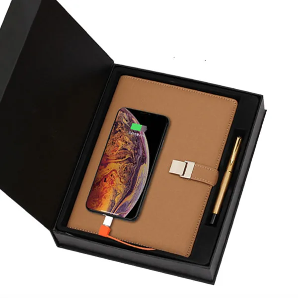 Beautiful power bank organizer diary notebook with charging function