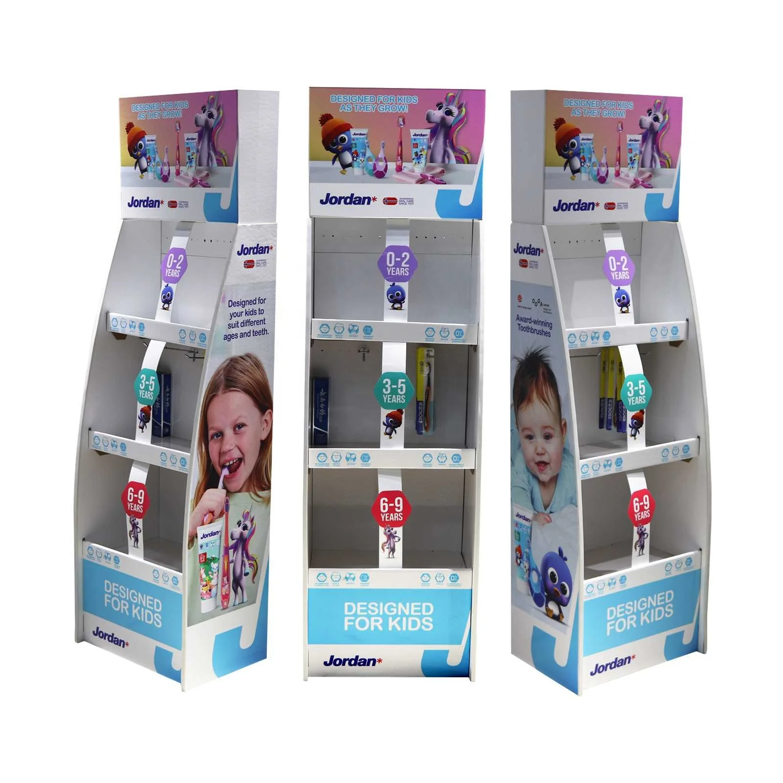 Supermarket Advertising Toothpaste Floor Cardboard Corrugated Display Customized Size Paper Collapsible Display With LCD Screen