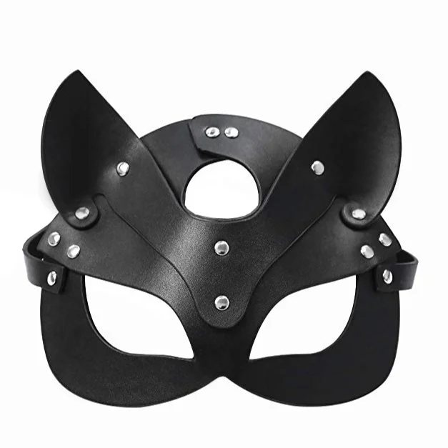 Three piece Cosplay PU Leather Cat Halloween Roleplay Sex Toy For Sexy Masks and collars