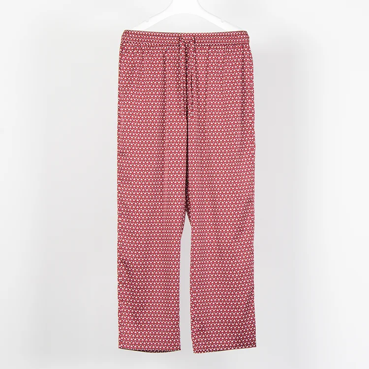 
New products print pajama set 2 colors satin silk long sleeve homewear for men 