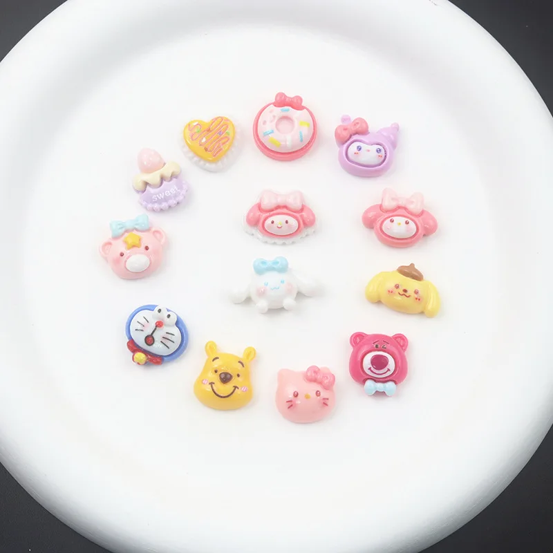 New Cartoon Resin Accessories Handmade Diy Cream The Cute Winnies Nail Charm Poohs Hellokitties Nail Charms