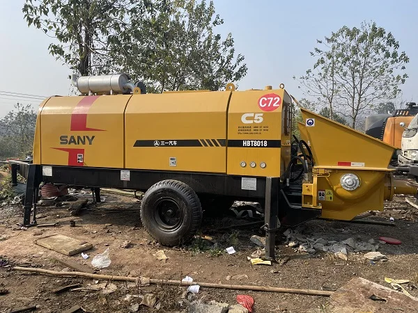 Used Concrete Pump Trailer Pump 85 cbm HBT8018 Diesel Engine Stationary Pump Price