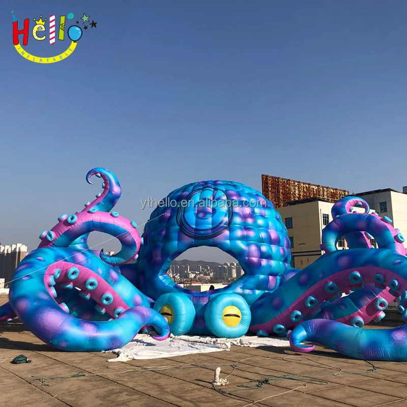 Advertising event inflatable cartoon blue octopus LED light model Inflatable DJ octopus stage for decor