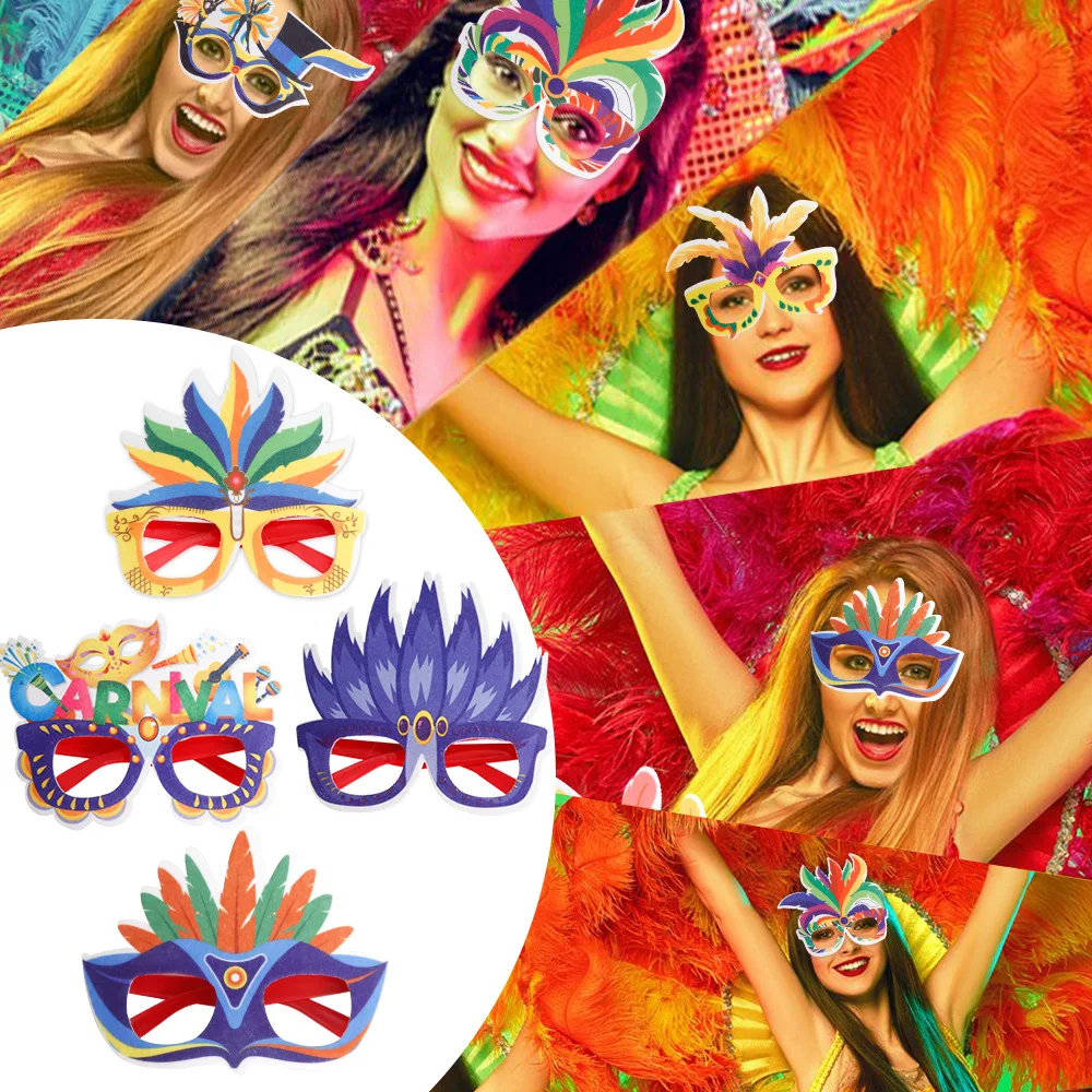 Carnival Party Decoration Creative Plastic Colorful Feather Glasses Home Masquerade Party Photography Photo Props