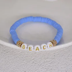 SHIHAN Bohemian Colorful Polymer Clay Acrylic Letter Love Beach Mama Lucky Beads Bracelets