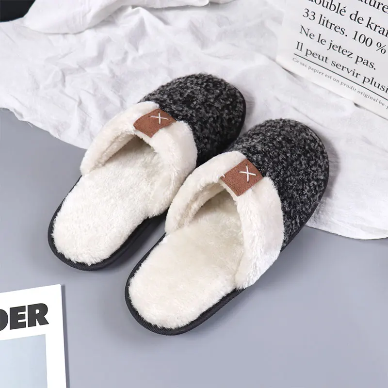 Hot Sale Soft Memory Foam Unisex Men Women Winter House Indoor Warm Fur Plush Slippers