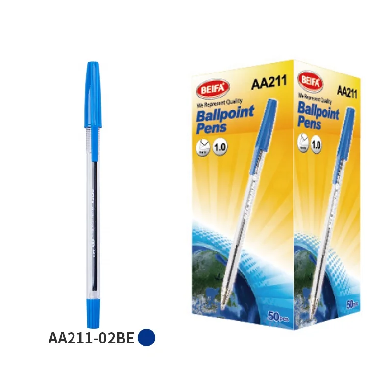 BEIFA AA211 1.0mm fine tip plug in type Factory price customizable Ball Pen 3 ink color black blue red Ballpoint Pen