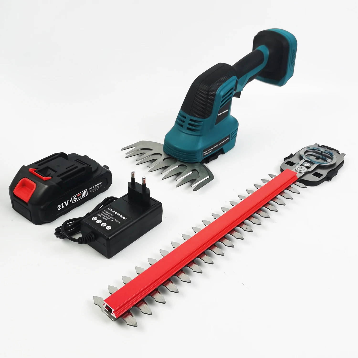 VERTAK Cordless Hedge Trimmer with 2.0Ah Battery 2-in-1 21V Grass Shear Handheld Electric Shrub Trimmer Kit for Garden Yard Lawn