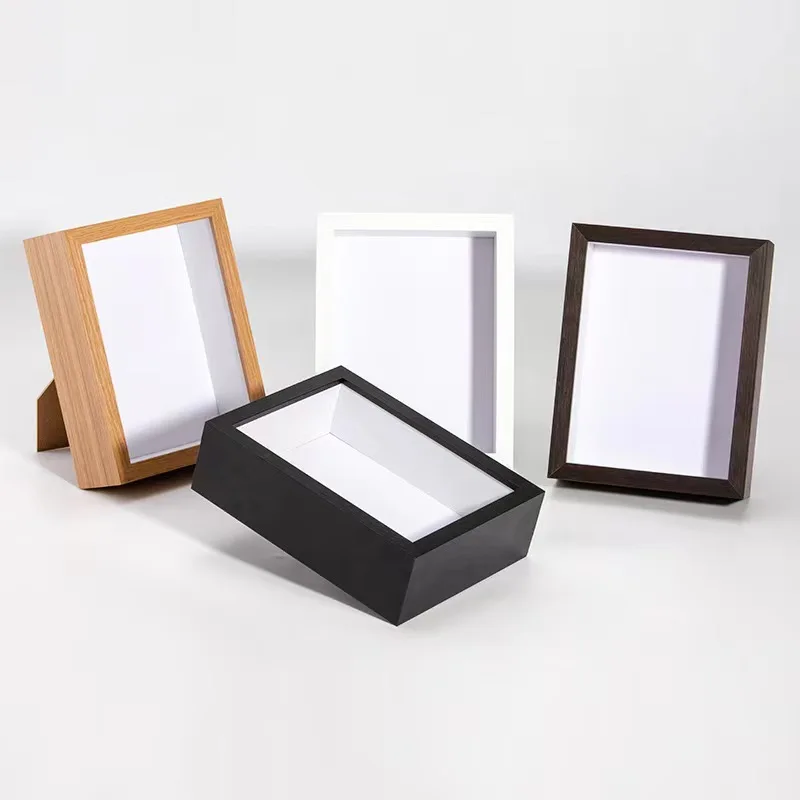customize MDF A4 8 by 8 inch shadow box frame white black natural wood walnut wood 3D 2 inch deep shadow box frame
