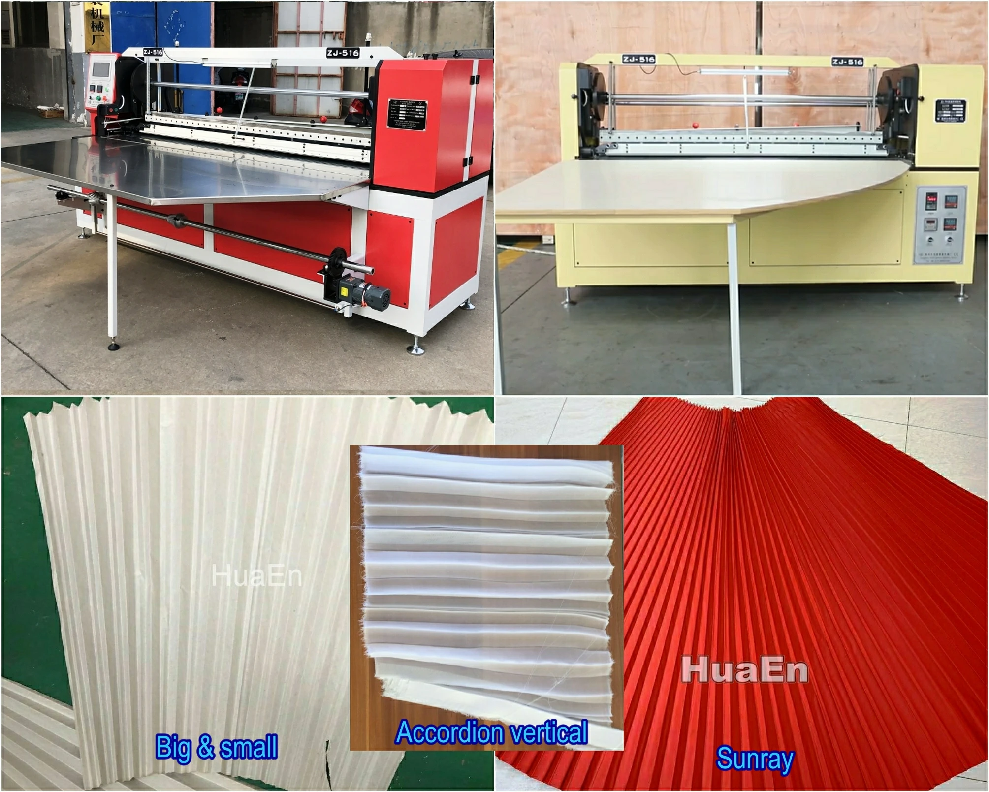 Manufacturer HuaEn ZJ516 ZJ516D fabric dress skirt pleating machine heat-set sunrise machine