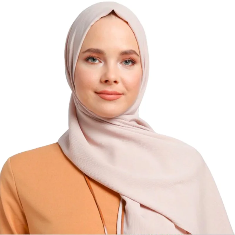 Fashion ribbed hijab chiffon scarf tudung bawal crinkle scarf crepe chiffon hijab for women shawls ripple pleated hijab shawls (1600425741892)