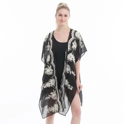 Fashion women poncho embroidery ruana shawl cloak