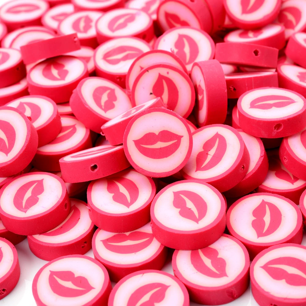 10Pcs/Lot 15mm Heart Polymer Clay Beads 8 Style Love Stripe Heart Space Beads For Jewelry Making Bracelet DIY Home Craft