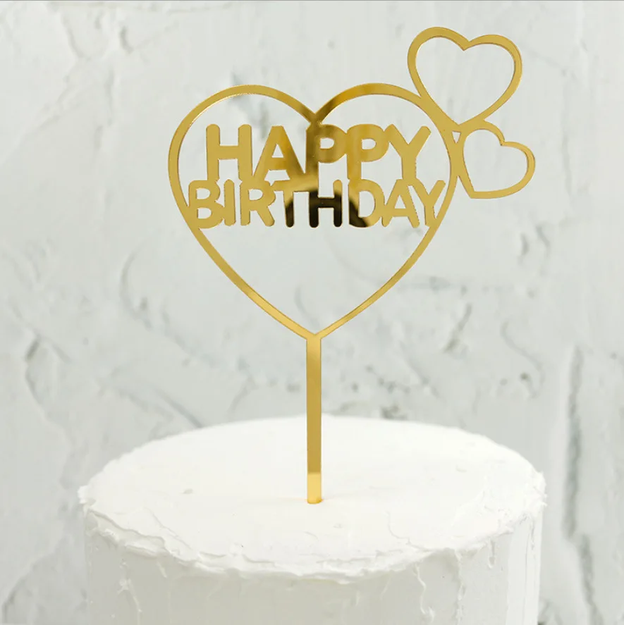 
Gold black pink acrylic Cake accessories cake decorating Happy Birthday acrylic cake toppers 