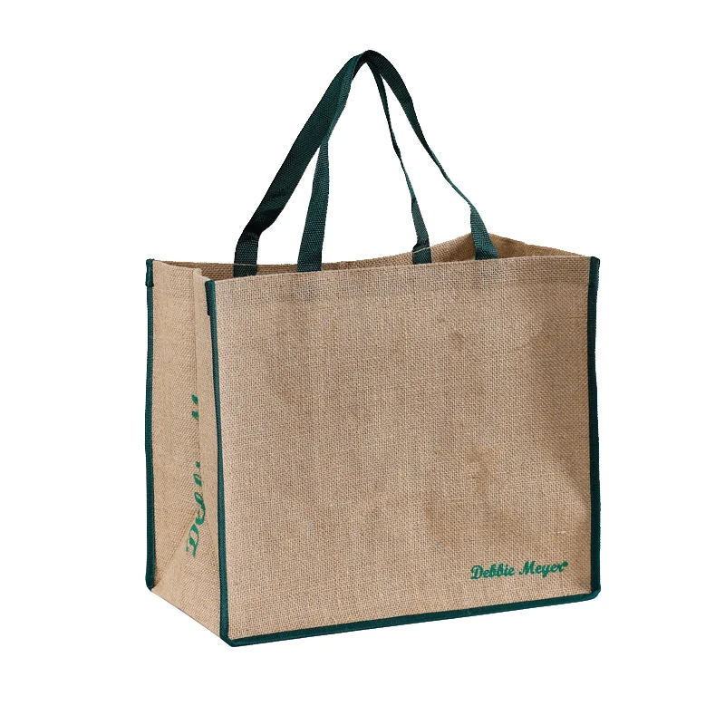 Wholesale Eco Friendly Natural Custom Printed Logo Burlap Linen Jute Bags Manufacturers Grocery Reusable Shopping Tote Bag