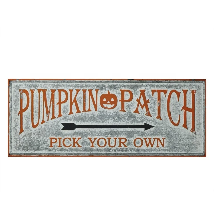 IVYDECO Хэллоуин индивидуальный Деревенский металлический налет стрела Тыква нашивка слова металлический рекламный настенный знак