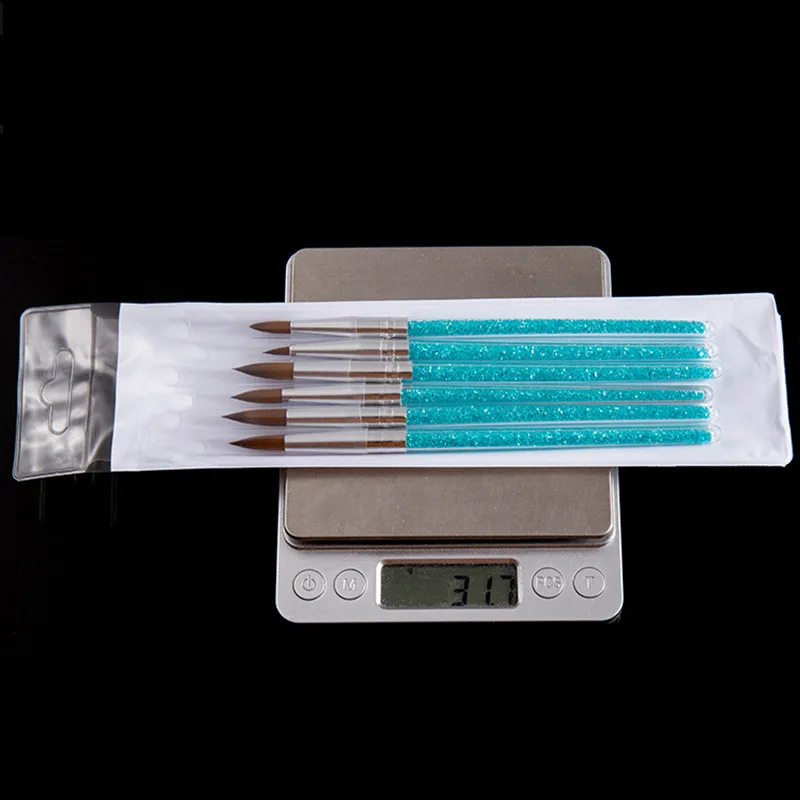 bin new Manicure Tool design crystal pen blue diamond 6 pieces/Set nail diy art acrylic brushes