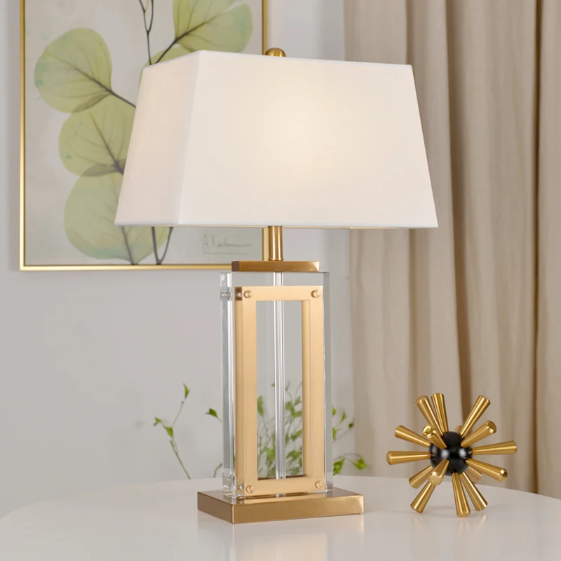 Postmodern Simple American Study Hardware Nordic Crystal Household Table Lamp Living Room Bedroom Bedside Modern LED Light