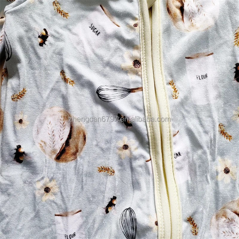 Wholesale Girl Spring Rompers Bamboo Zipper Cute Cartoon Pajamas For Kids Print Long Sleeve Beautiful Baby Bodysuit