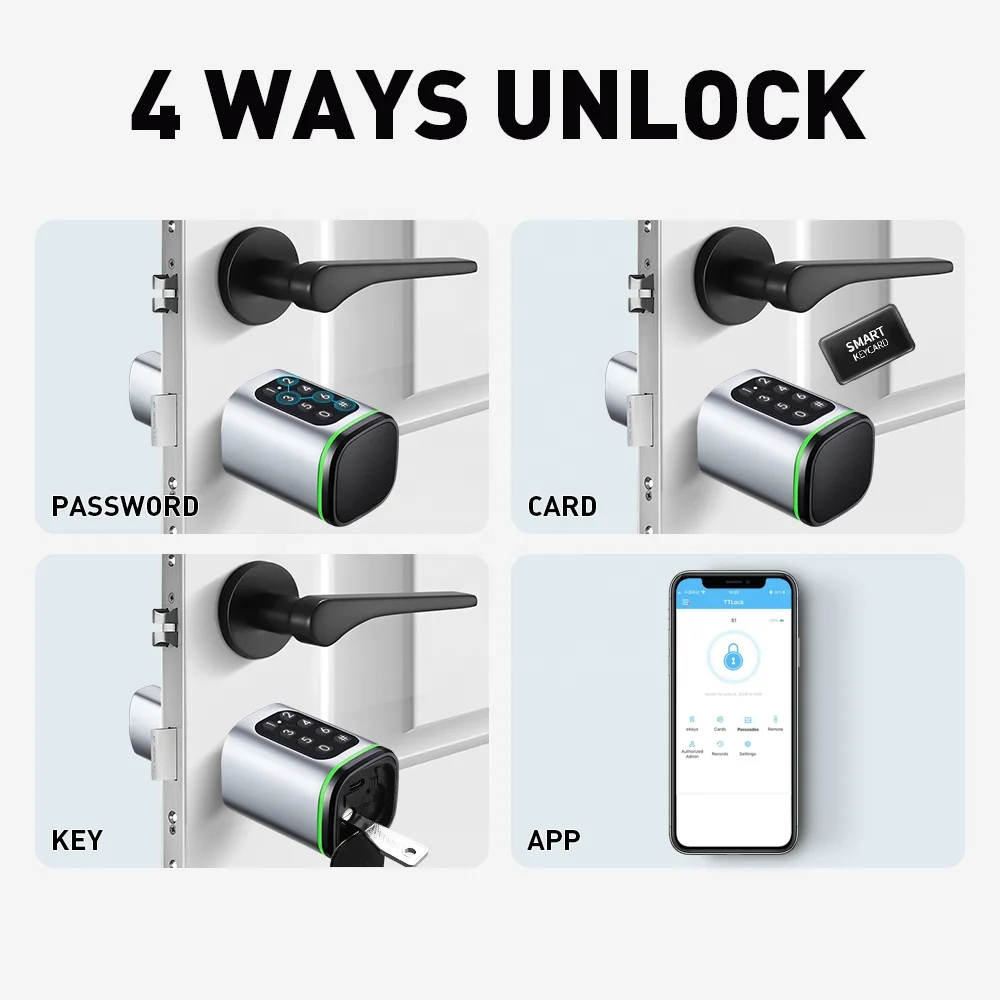 Tediton Европейский цилиндрический дверной замок в Европе TTlock APP регулируемый размер