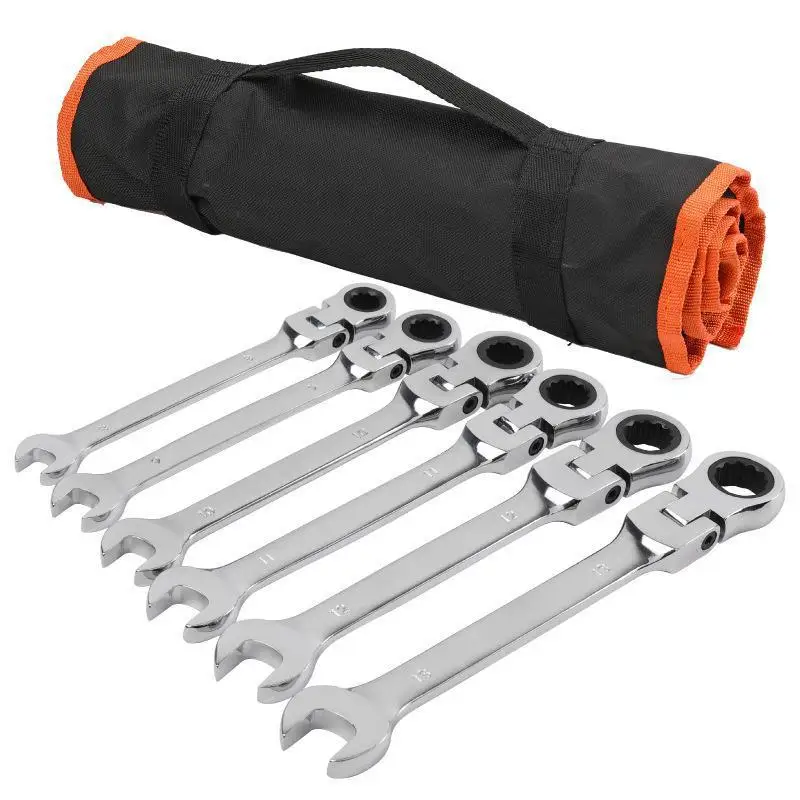 Dual Purpose 17 Sets of 72-Teeth Adjustable Head Ratchet Wrench Open Automatic Quick and Labor-Saving Spanner Set