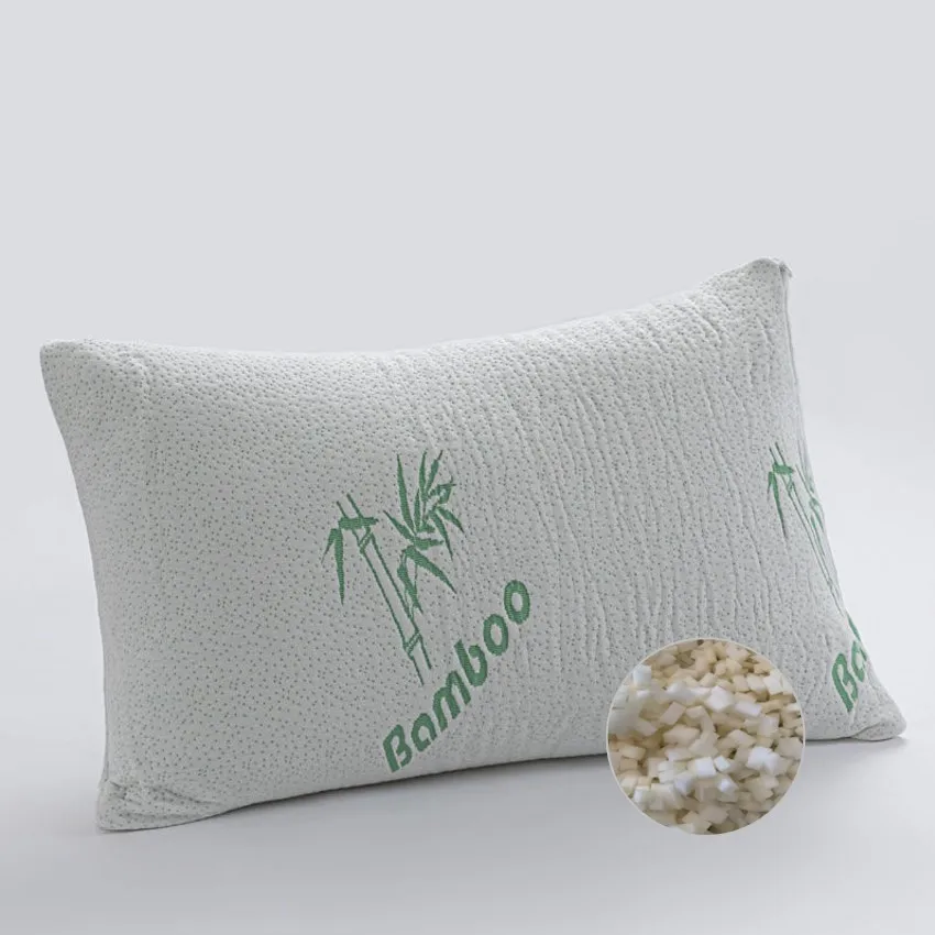Bamboo standard bed pillow shredded memory foam pillow with zipper removable cover