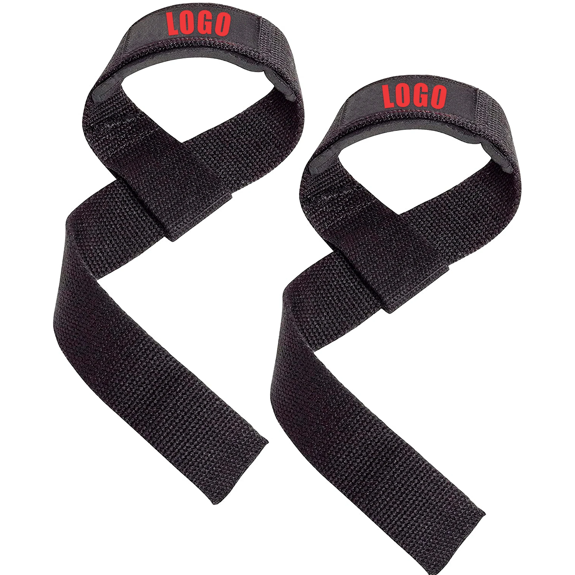 Gym Accessories Custom Logo Padded Cotton Power Deadlift Gym Lifting Straps weightlifting with Wrist band Support