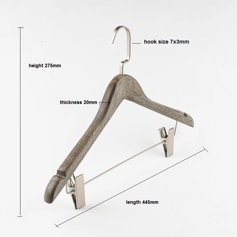 Wholesale Premium Vintage Color Solid Wooden Suit Hangers Machine With Adjustable Metal Clips