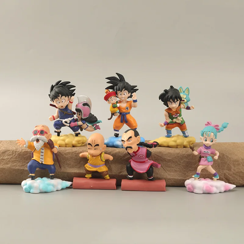 Cartoon Anime Cool 3D Dragon Ball Son Goku Kuririn Doll Design Action Figure Collection Decoration Creative Action Figure Gifts