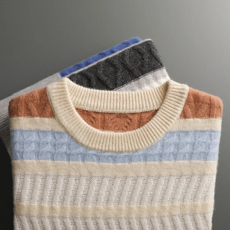 Man Crew Neck Pullover Hoodie Pullover Top 100% Wool Sweater Hot Sale  Long Sleeve Winter Clothes for Men Standard