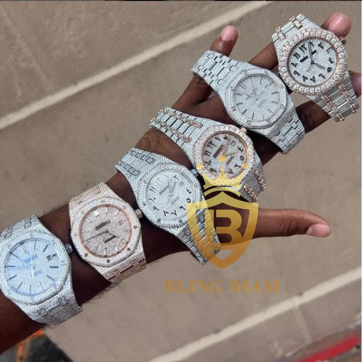 Luxury Full Diamonsd Watch Iced out Quartz Watch Mens Women hip hop jewelry Customized Moissanite Watch Rapper Jewelry