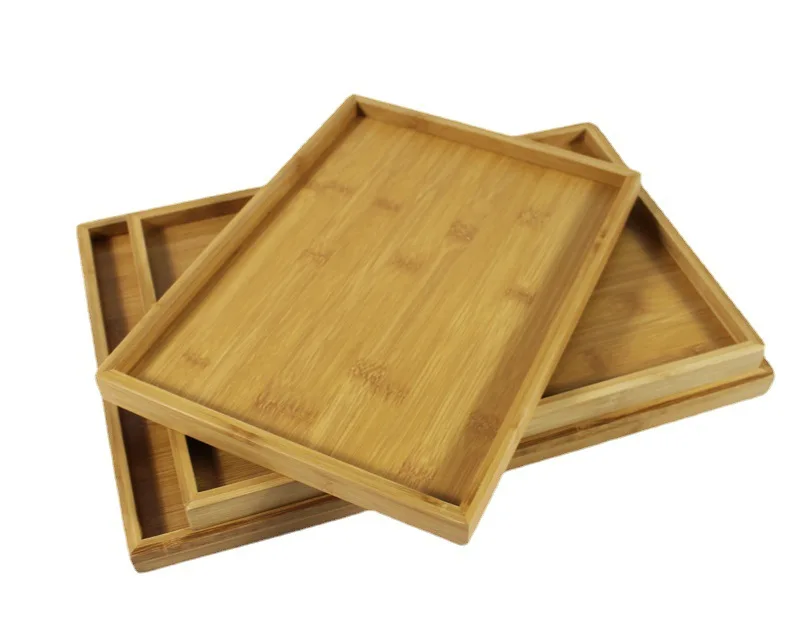 YUNXIANG Handmade Classic Rubber Wooden Tray for Serve Ware Kitchen Accessories