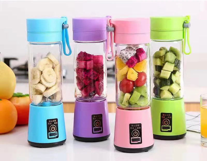 USB Safety Juicer Cup Fruit Juice mixer Mini Portable Rechargeable Juicing Mixing Crush Ice Blender Mixer 400ml Water Bottle
