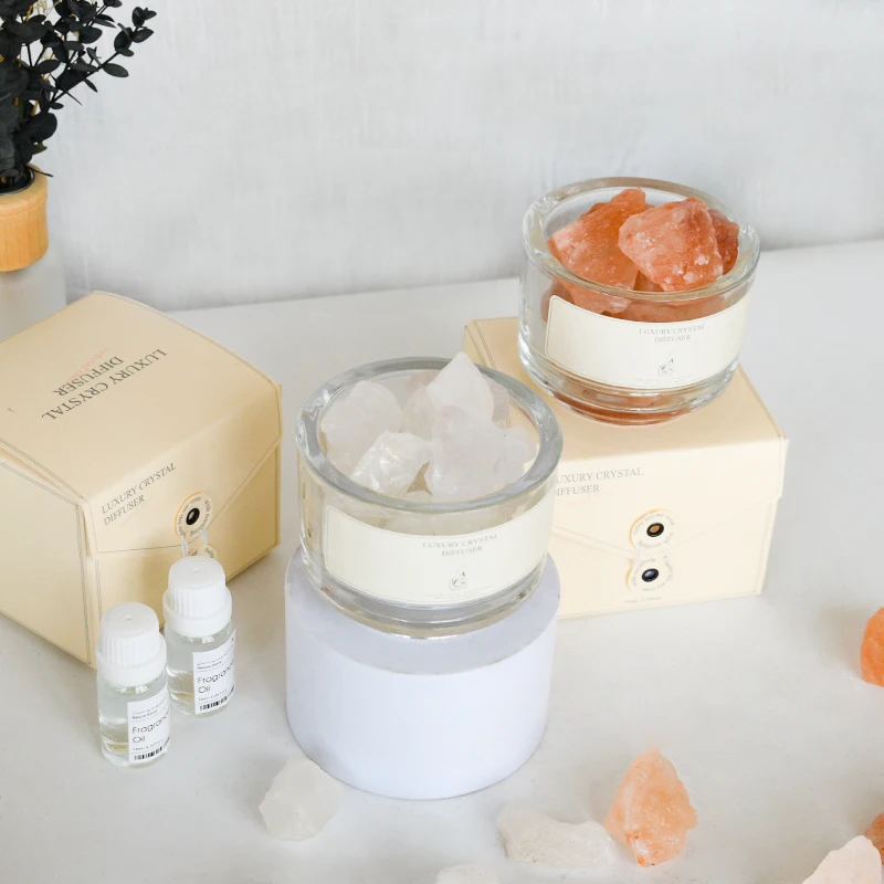 Special Design 350g Natural Crystal Stone Reed Diffuser with 10ml Fragrance Oil and Button Package