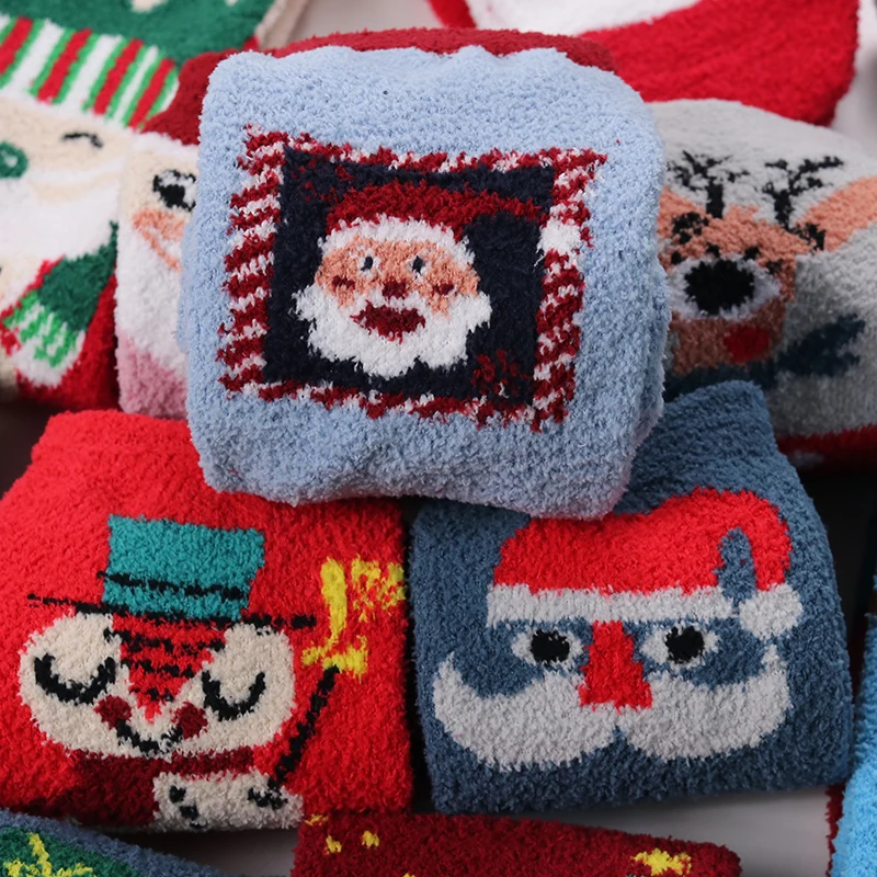 Christmas Fuzzy Socks 6 Pairs Christmas Holiday Soft Cozy Socks Warm Slipper Winter Socks for girls