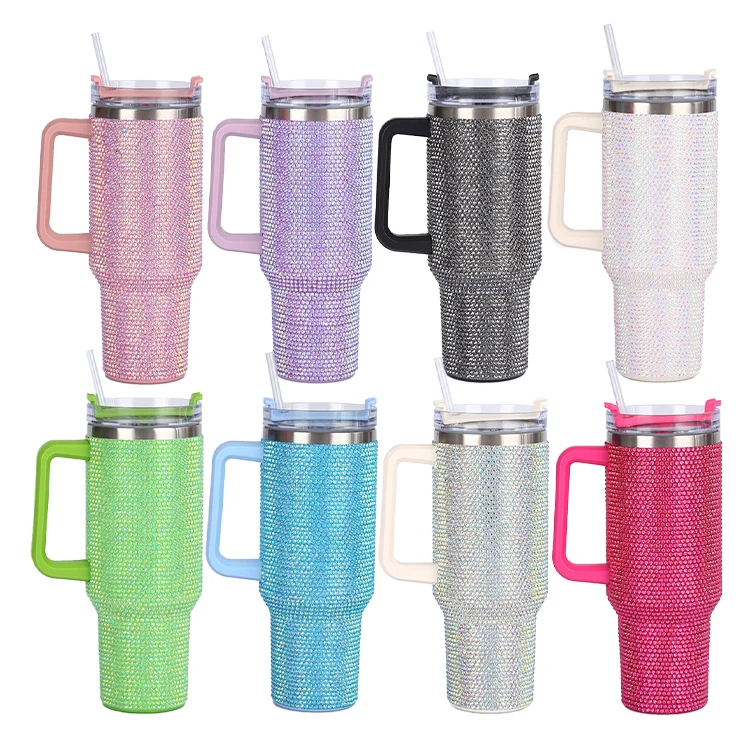 Custom New 2024 Stainless Steel 304 Double Wall Vacuum Insulated Travel Coffee Mugs 40OZ Tumbler Cup With Handle And Straw