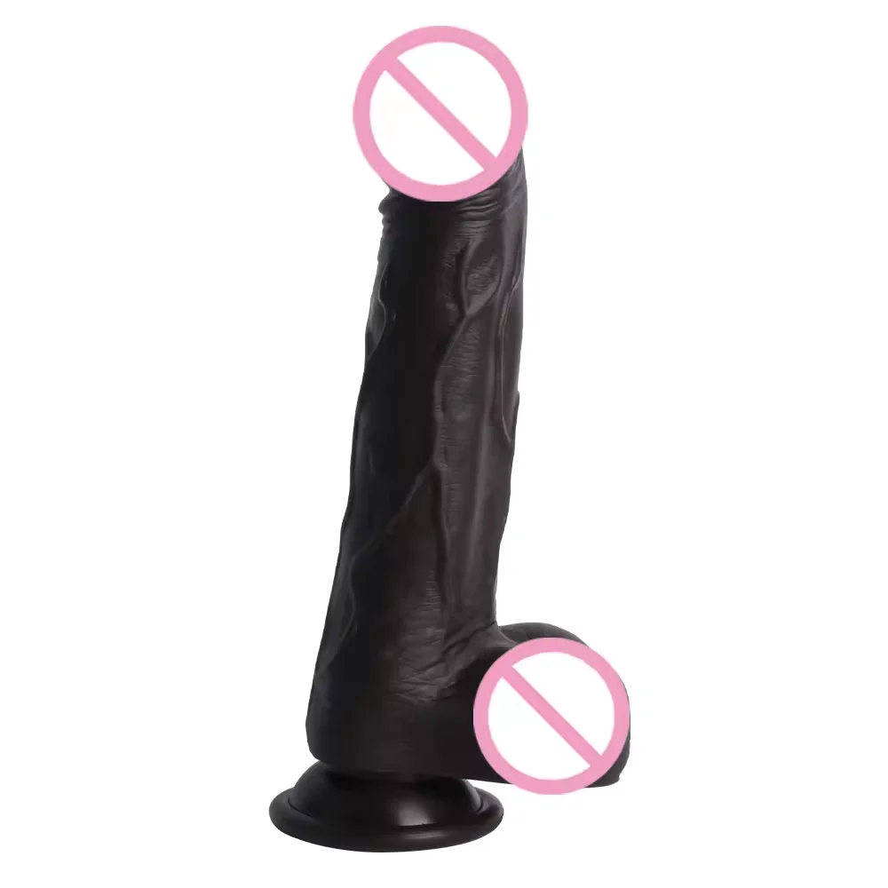 Smart Heated Suction Cup Black Realistic Vibrating Dildos 7 Frequency Vibration  Sax Orgasm Sex Toys For Women