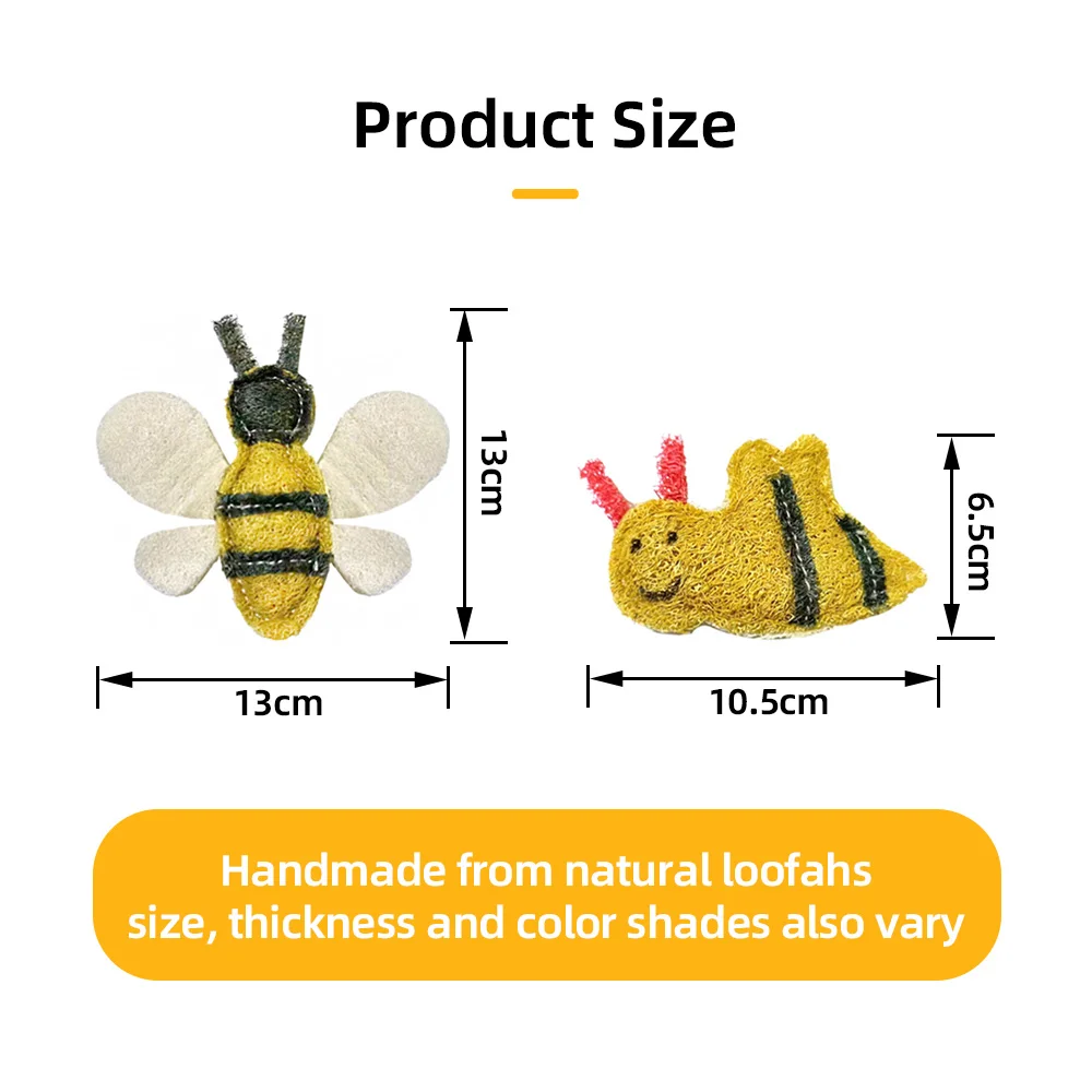 Factory Natural Loofah Colored Pet Rabbit Chew Toys Little Bee Bumblebee Shaped Hamster Chinchilla Chew Toys