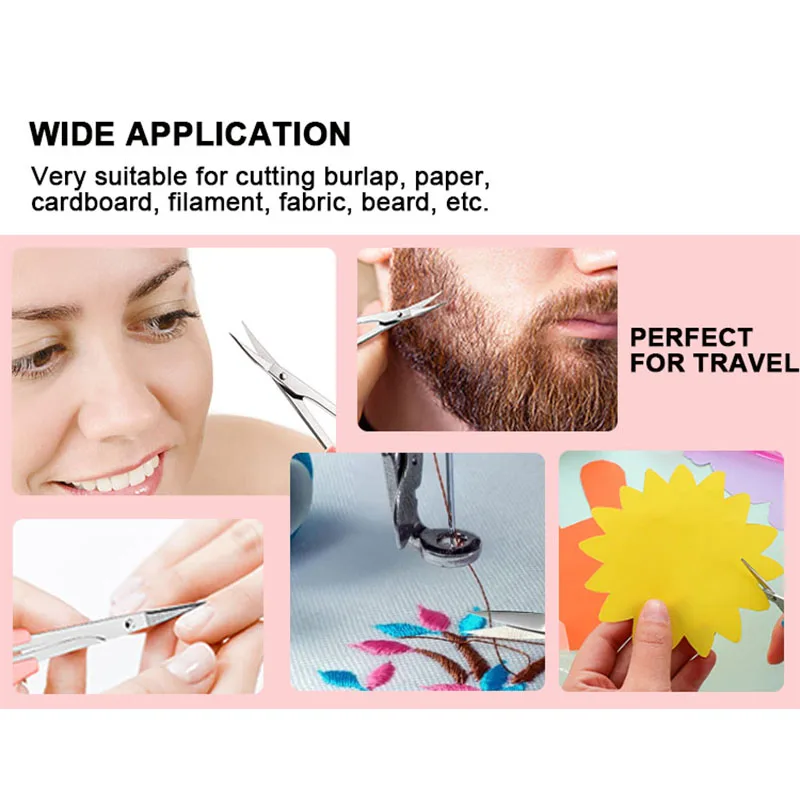 Professional Scossor Manufactures Stainless Steel Curved Tip DIY Mini Craft Sewing Dressmaking Paper Scissors Beauty Cutter
