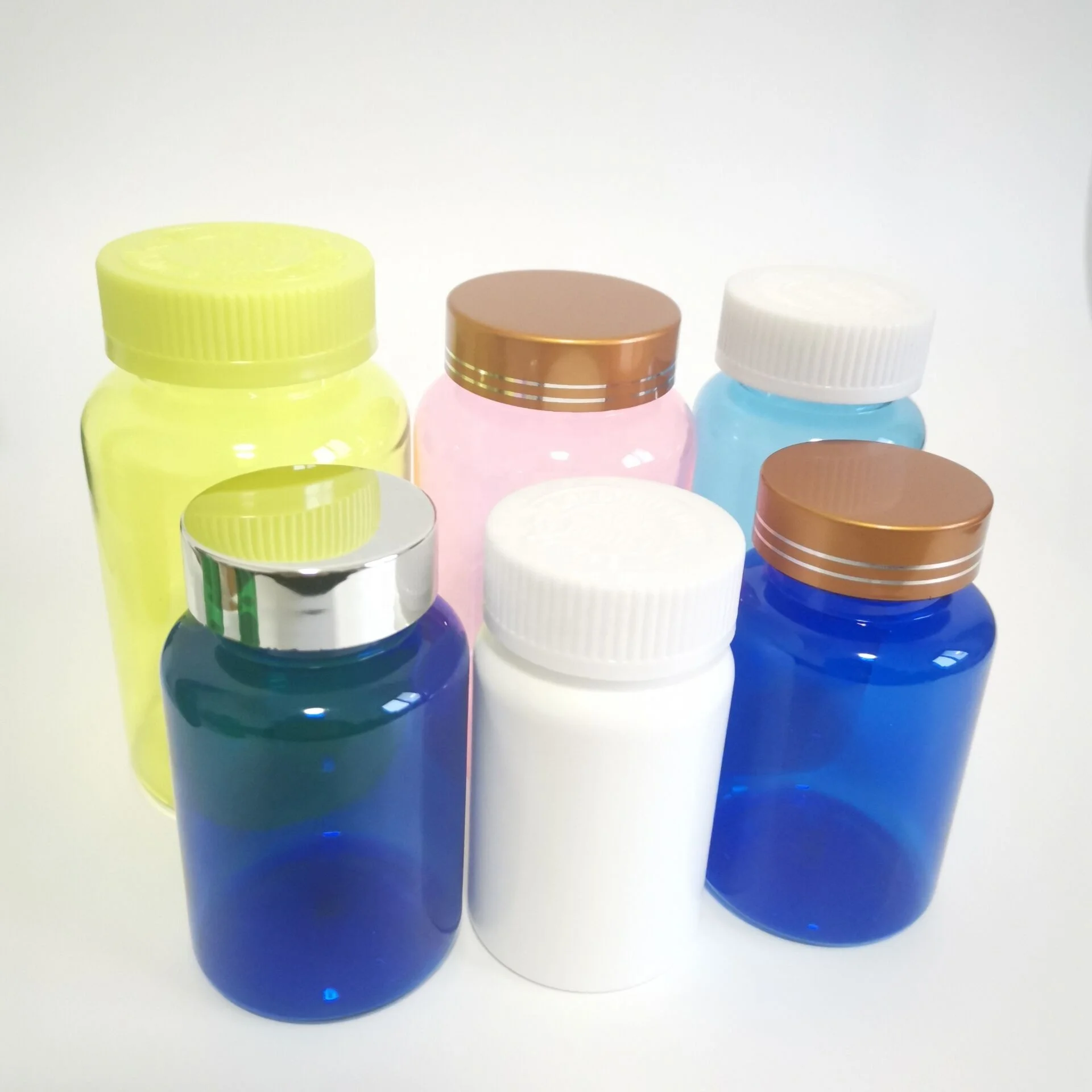 Different Size Pink Yellow White Blue Capsule Container Plastic PET PE HDPE Bottle For Capsule Packaging