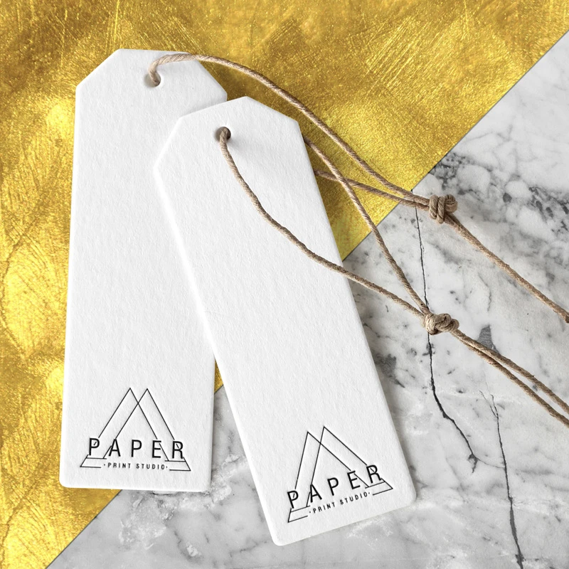 Wholesale Luxury Custom Logo Embossed Clothing Hang Tag Thick Paper Garment Hang Tag White Garment Tags And Labels