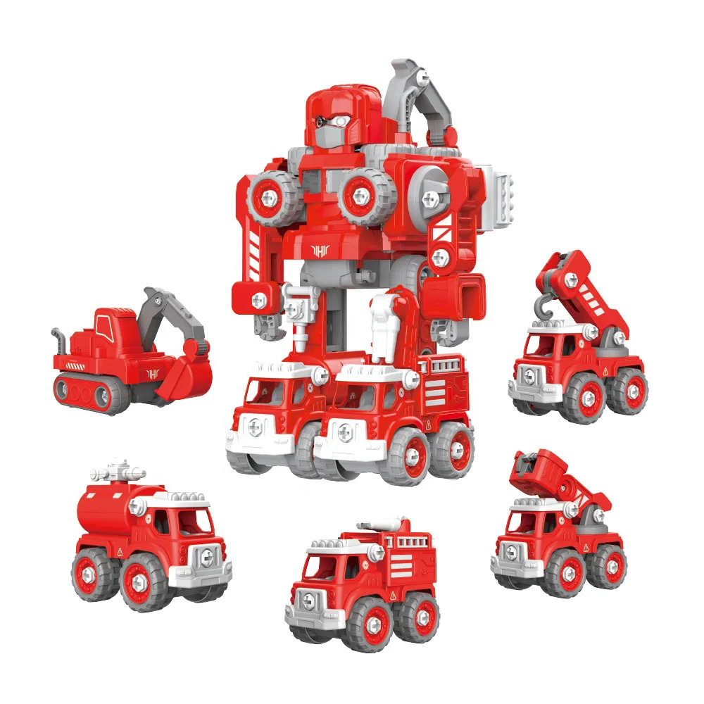 5 в 1 творческий пластикового робота деформации автомобиль DIY собрать разобрать Инженерная машина робот игрушка для