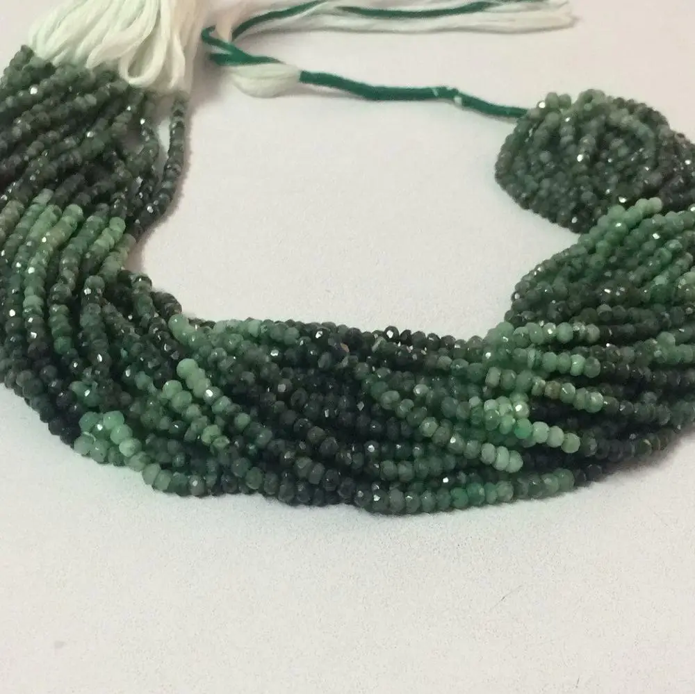 Natural Strand Emerald Faceted Rondelle Beads