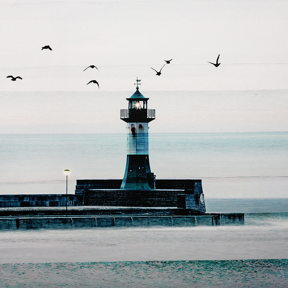 Wholesale seascape paintings lighthouse and sea gull photo picture for wall canvas art home decor prints