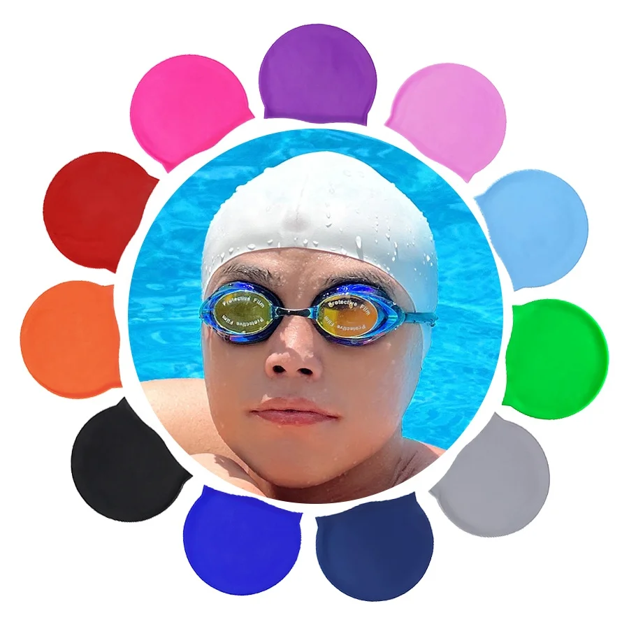 Factory Wholesale Price 50g 55g 65g 100% Silicone Swim Caps Made ln China Professional Swimming Cap