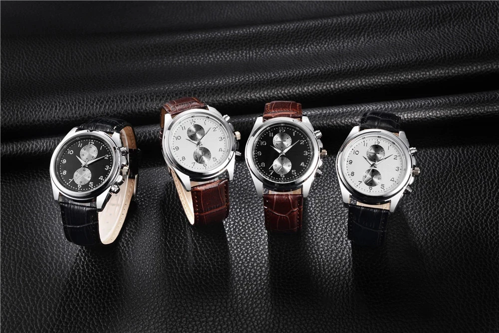 Manufacturer custom private label brand minimalist stainless steel case casual quartz watch accessories man leather watch