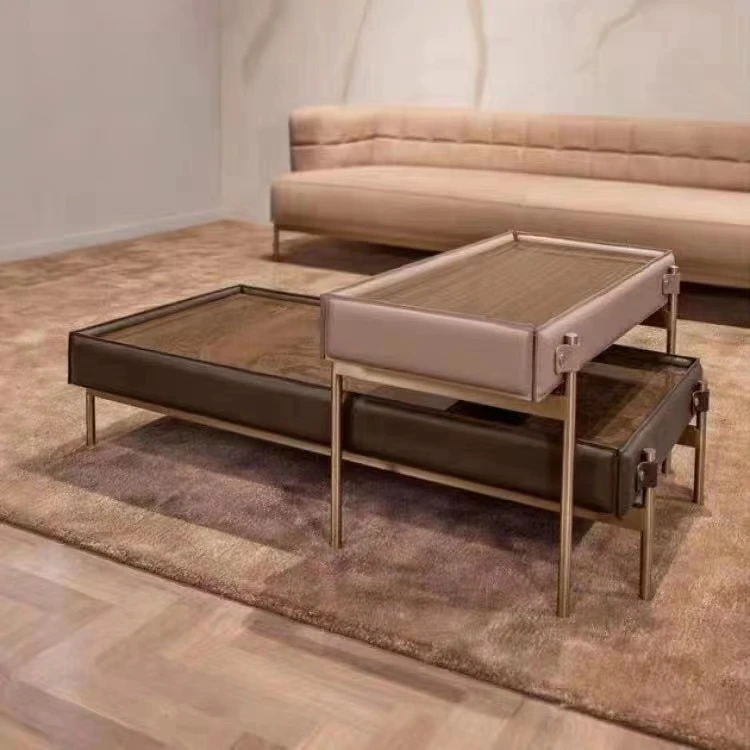 Italian light luxury post-modern living room home TV cabinet combination marble coffee table retractable simple floor cabinet si