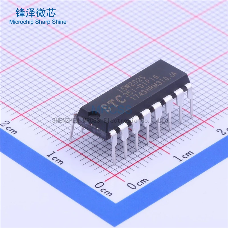 MCU STC15W202S-35I-DIP16 STC15W202 ARM Cortex RISC Flash Electronic Component  STC15W202S-35I-DIP16
